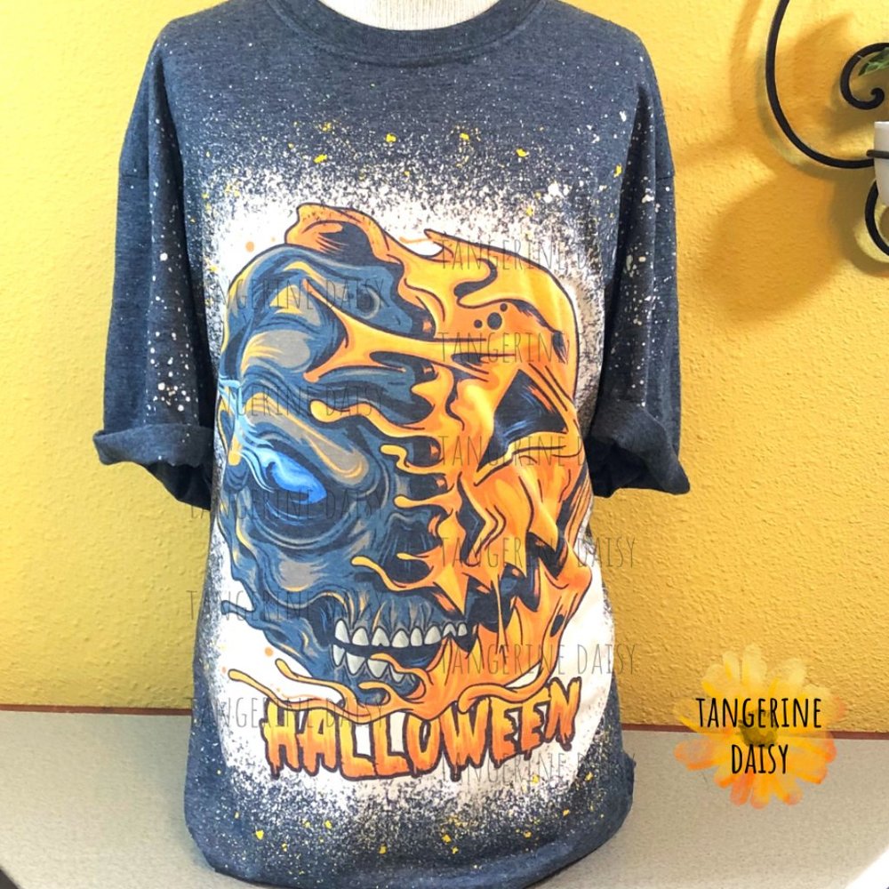 NEW ADULT UNISEX LARGE Handmade "Halloween Dual Scary" Tee